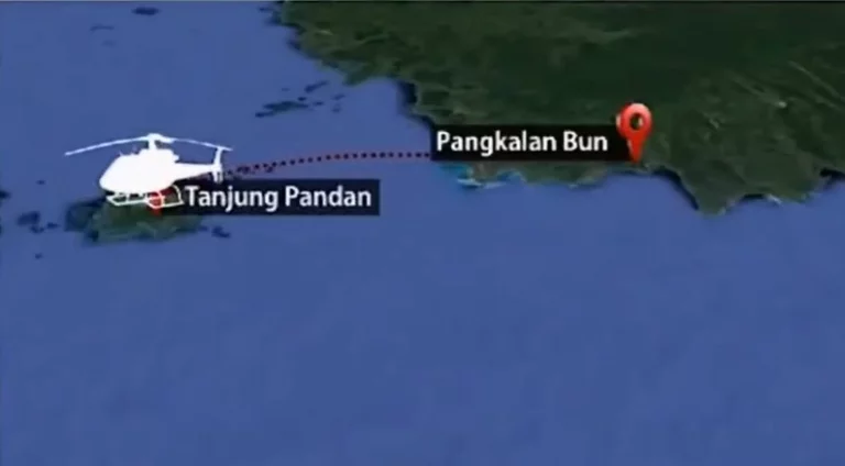 Lokasi Helikopter Polri hilang kontak di Bangka Belitung. | dok. Basarnas Bangka Belitung
