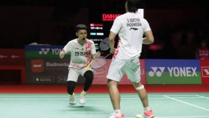 Pasangan ganda putra Leo Rolly Carnando/Daniel Marthin tampil sebagai juara Indonesia Masters 2023.