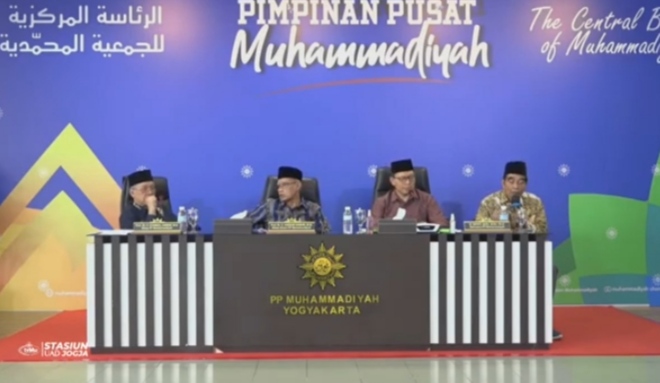Konferensi pers Muhammadiyah yang disiarkan via YouTube. | YouTube Muhammadiyah Channel