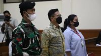 Terdakwa Brigjen TNI Yus Adi Kamrullah dan terdakwa Ni Putu Purnamasari di Pengadilan Militer Tinggi II Jakarta pada Selasa, 31/1/2023.