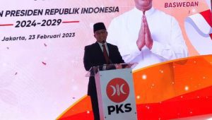 Anies Baswedan di DPP PKS saat deklarasi bacapres 2024