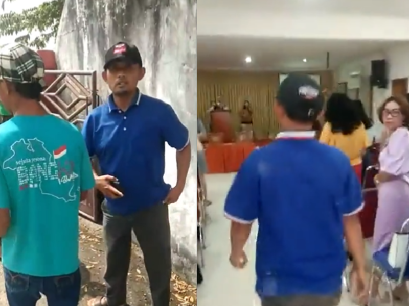 Tangkapan layar video viral pembubaran ibadah gereja di Bandar Lampung. | ist