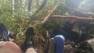 Tangkapan layar kondisi rombongan Kapolda Jambi usai helikopter mendarat darurat. | ist