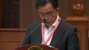 Yusril Ihza Mahendra dalam sidang Mahkamah Konstitusi, 8/3/2023. | Tangkapan layar