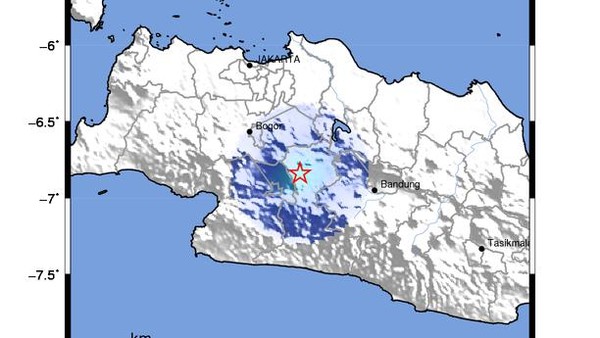 Gempa 4,0 M melanda Cianjur Rabu siang, 29/3/2023.| ist