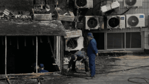 Rumah Sakit (RS) Changfeng di Distrik Fengtai, Kota Beijing, Cina, mengalami kebakaran pada Selasa, 18/4/2023 waktu setempat