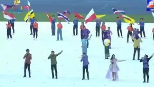 Pre/opening ceremony SEA Games 2023 Kamboja yang terdapat insiden Bendera Indonesia terbalik. | Tangkapan layar video