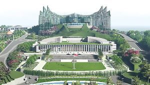Desain kantor istana kepresidenan yang akan dibangun di ibu kota negara (IKN) di Kalimantan Timur. | Ist