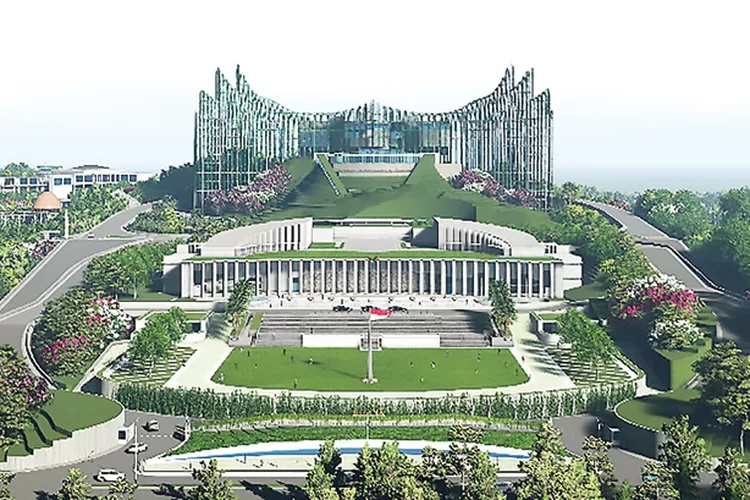 Desain kantor istana kepresidenan yang akan dibangun di ibu kota negara (IKN) di Kalimantan Timur. | Ist