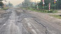 Kondisi Jalan Rumbia Lampung Tengah yang kembali rusak. | ist