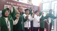 Partai Gerindra mendaftarkan calon legislatifnya ke KPU, Menteng, Jakarta Pusat, Sabtu, 13/5/2023. | Novia Suhari/Forum Keadilan