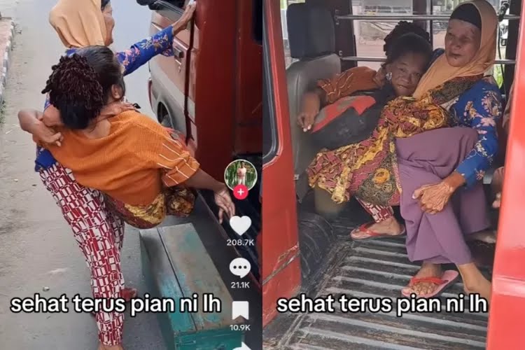 Viral Nenek Renta Gendong Anaknya Naik Angkot, Warganet Himpun Donasi