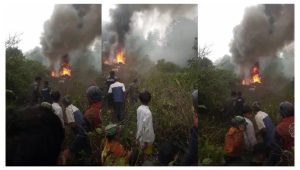 Helikopter latihan milik TNI AD jatuh dan terbakar di Ciwidey