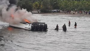 Kapal Motor Bupati Teluk Wondama Meledak. | Ist