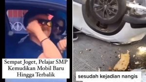 Tangkapan layar video viral bocah SMP kemudikan mobil baru hingga berujung kecelakaan. | ist