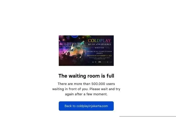 Ilustrasi tiket konser Coldplay