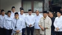 Ketum Gerindra Prabowo dan Ketum PKB Cak Imin memberikan keterangan pers usai menggelar pertemuan tertutup Minggu, 9/7/2023. | ist