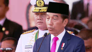 Presiden Joko Widodo (Jokowi) dalam sambutannya di upacara peringatan HUT TNI ke-78 di Monas, Jakarta Pusat, Kamis, 5/10/2023 | YouTube Sekretariat Presiden