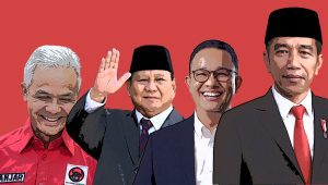 Ilustrasi Presiden Jokowi bersama bakal calon presiden 2024
