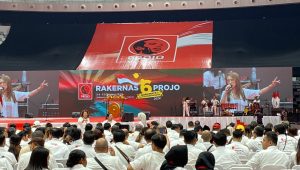 Rakernas Projo di Senayan, Jakarta Pusat, Sabtu 14/10/2023.