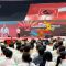 Presiden Jokowi memberikan kata sambutan dalam acara Rakernas Projo ke-6 di Indonesia Arena, GBK, Sabtu 14/10/2023.