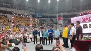 Para ketua parpol di KIM deklarasi dukungan pada Prabowo dan Gibran di Indonesia Arena pada Rabu, 25/10/2023