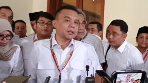 Ketua Harian Dewan Pimpinan Pusat (DPP) Gerindra Sufmi Dasco Ahmad memberikan keterangan usai menghadiri Rapimnas Gerindra di Dharmawangsa, Jakarta Selatan, Senin, 23/10/2023 | Charlie Adolf Lumban Tobing/Forum Keadilan