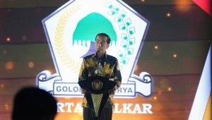Presiden Joko Widodo di HUT Golkar ke-59, DPP Golkar, Jakarta Barat, pada Senin 6/11/2023 | Instagram @ airlanggahartarto_official