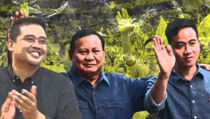 Ilustrasi Bobby Nasution, Prabowo Subianto, Gibran Rakabuming Raka | Rahmad Fadjar Ghiffari/ Forum Keadilan