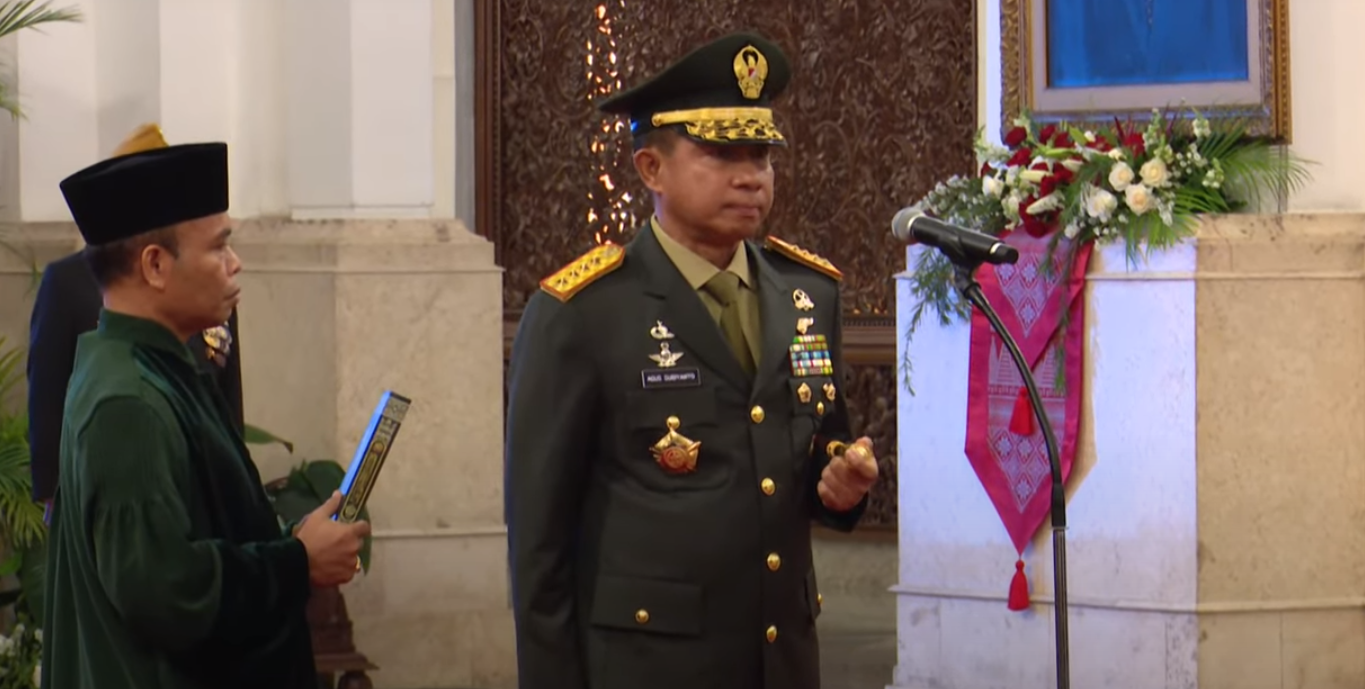 Pelantikan Jenderal Agus Subiyanto menjadi Panglima TNI, Rabu, 22/11/2023 | YouTube Sekretariat Presiden