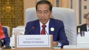 Presiden Jokowi berbicara empat tuntutan terkait agresi di Jalur Gaza dalam KTT OKI di Riyadh, Arab Saudi, Sabtu 11/11/2023 | YouTube Sekretariat Presiden