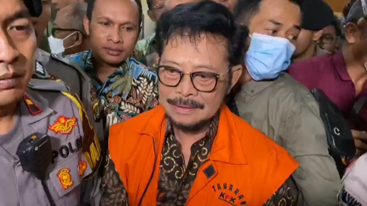 Syahrul Yasin Limpo usai diperiksa di Bareskrim Polri, Rabu, 29/11/2023 | M. Hafid/Forum Keadilan
