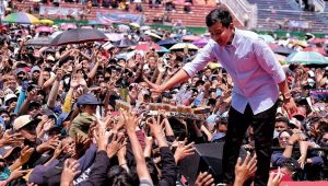 Momen cawapres nomor urut 2 Gibran Rakabuming Raka menghadiri hari ulang tahun (HUT) Serikat Pekerja Seluruh Indonesia (SPSI) di Gelora Delta Sidoarjo, Jawa Timur, Minggu, 28/1/2024 | Instagram @gibran_rakabuming