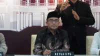 Ketua KPU, Hasyim Asyari saat konferensi pers di Gedung KPU, Jakarta Pusat, Jumat, 5/1/2024 | M. Hafid/Forum Keadilan