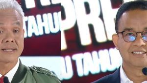 Capres nomor urut 1, Anies Baswedan dan Capres nomor urut 3, Ganjar Pranowo dalam Debat Ketiga Pilpres 2024 | Youtube KPU RI