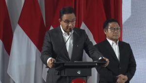 Pasangan Calon presiden dan Calon wakil presiden (capres-cawapres) nomor urut 1, Anies Baswedan dan Muhaimin Iskandar dalam acara Penguatan Anti Korupsi untuk Penyelenggara Negara Berintegritas (Paku Integritas) di Gedung Merah Putih KPK, Jakarta, Rabu, 17/1/2024 malam. | Youtube KPK RI