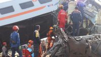 Kecelakaan KA Turangga jurusan Bandung-Surabaya dengan KA lokal Bandung Raya terjadi di Kilometer 180 antara Stasiun Haurpugur dan Cicalengka | Ist