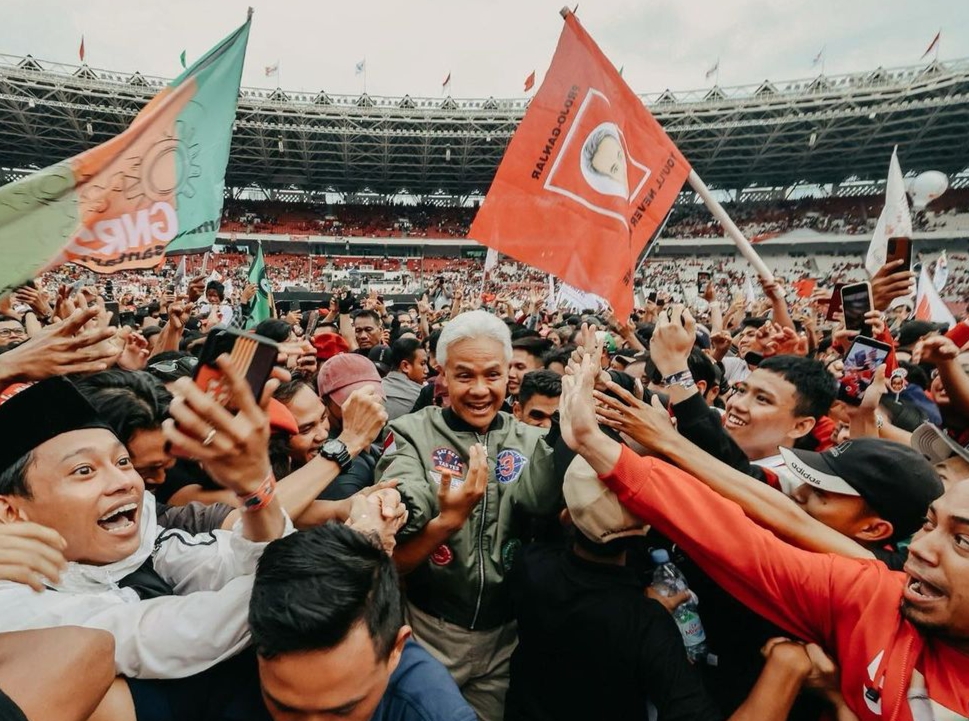 Calon presiden nomor urut 3 Ganjar Pranowo di kampanye akbar Ganjar-Mahfud di GBK, Senayan, Jakarta Pusat, Sabtu, 3/2/2024 | Instagram @ganjarpranowo