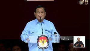 Calon presiden (capres) nomor urut 2 Prabowo Subianto dalam debat kelima Pilpres 2024 di Jakarta Convention Center (JCC), Jakarta Pusat, Minggu, 4/2/2024 | YouTube KPU RI