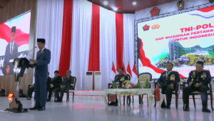Presiden Joko Widodo (Jokowi) dalam sambutannya di acara penyerahan pangkat istimewa, di Gor Ahmad Yani, Mabes TNI, Cilangkap, Jakarta Timur, Rabu, 28/2/2024. | Youtube Kemhan RI