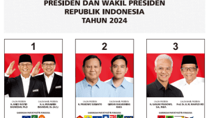 Pasangan Capres-Cawapres nomor urut 1, Anies Baswedan-Muhaimin Iskandar, pasangan capres-cawapres nomor urut 2, Prabowo Subianto-Gibran Rakabuming Raka, pasangan capres-cawapres nomor urut 3, Ganjar Pranowo-Mahfud MD | Dokumentasi - KPU