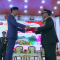 Presiden Republik Indonesia (RI) Joko Widodo (Jokowi) menganugerahkan pangkat istimewa berupa Jenderal TNI (HOR) kepada Menteri Pertahanan RI Prabowo Subianto di Rapim TNI-Polri 2024 di Gor Ahmad Yani, Mabes TNI, Cilangkap, Jakarta Timur, Rabu, 28/2/2024