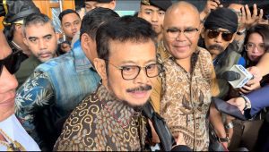 Mantan Menteri Pertanian Syahrul Yasin Limpo (SYL) bersama Kuasa hukumnya, Djamaludin Koedoeboen di PN Jakarta Pusat, Rabu, 13/3/2024 | Merinda Faradianti/Forum Keadilan