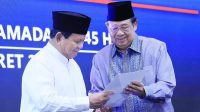 Prabowo Subianto dan Ketua Majelis Tinggi Partai Demokrat dan Presiden ke-6 RI Susilo Bambang Yudhoyono (SBY) dalam acara saat acara buka bersama (bukber) Partai Demokrat di St Regis, Jakarta, Rabu, 27/3/2024. | Instagram @pdemokrat