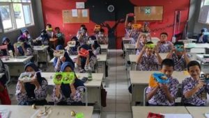 Simulasi program makan siang gratis di Sekolah Menengah Pertama Negeri 2 Curug (SMPN), Tangerang, Banten, Kamis, 29/2/2024 | Ist