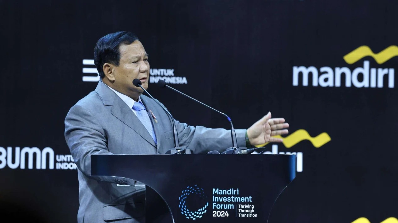 Calon presiden (capres) nomor urut 2 Prabowo Subianto dalam Mandiri Investment Forum 2024 di Hotel Fairmont, Jakarta, Selasa, 5/3/2024. | Ist