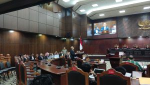 Sidang sengketa Perselisihan Hasil Pemilihan Umum (PHPU) Pilpres 2024 yang dilangsungkan di Gedung Mahkamah Konstitusi, Jakarta Pusat, Senin, 1/4/2024 | Syahrul Baihaqi/Forum Keadilan