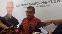 Sekjen PDIP Hasto Kristiyanto saat konferensi pers di media center TPN Ganjar-Mahfud, Menteng, Jakarta Pusat, Senin, 1/4/2024 | M. Hafid/Forum Keadilan