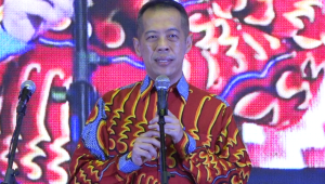Ketua Yayasan Pengembangan Pendidikan Indonesia Jakarta Prof Arissetyanto Nugroho memberikan kata sambutan di Universitas Trilogi, Sabtu, 27/4/2024. | Azzi Tri Pangestu/Forum Keadilan