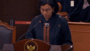 Menkeu Sri Mulyani dalam sidang sengketa Pilpres 2024 di gedung MK, Jumat, 5/4/2024. I Youtube/Mahkamah Konstitusi